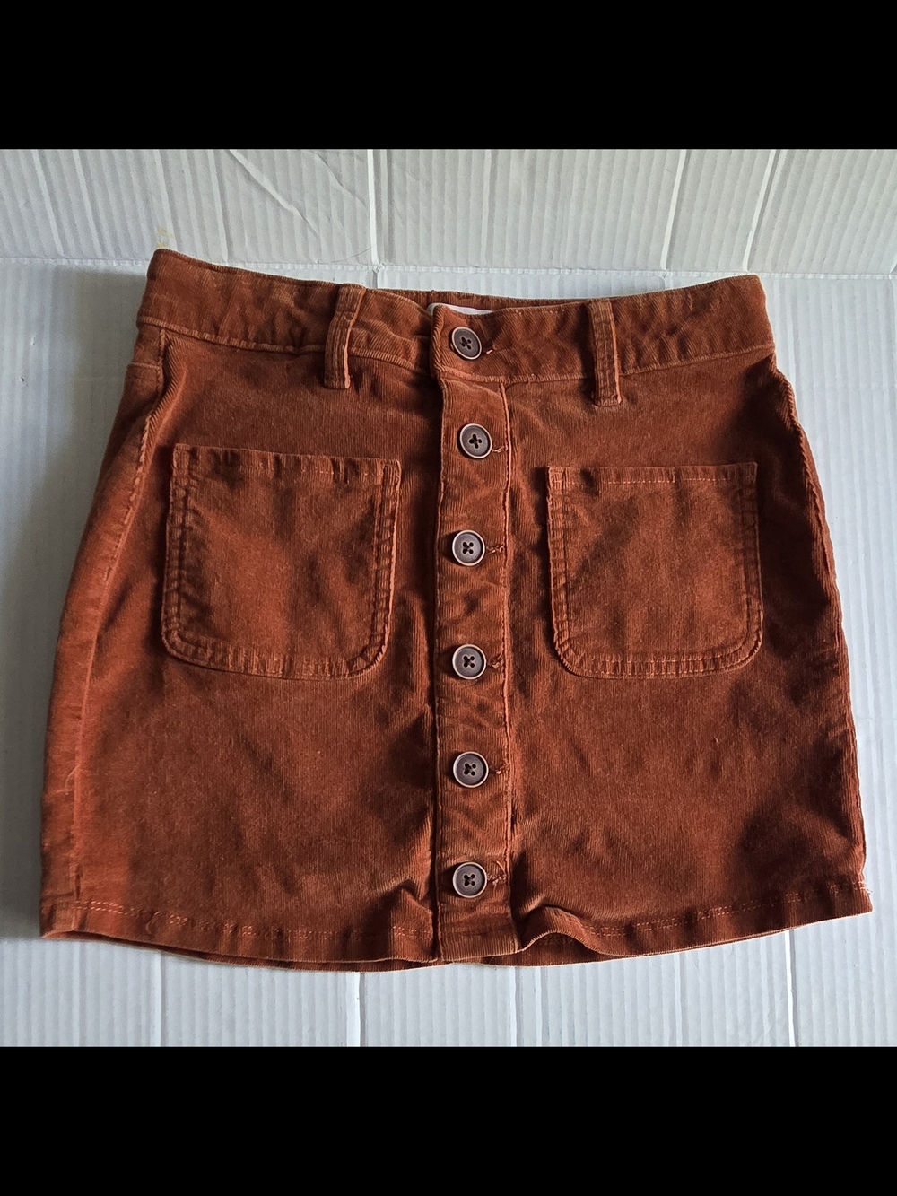 SO Burnt Orange Cotton-Blend Corduroy Skirt